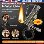Permanent Match Infinity Lighter with Multitool Keychain Bottle Opener for Men