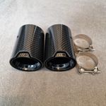 2 x BMW M135i/M140i/M235i/M240i Gloss Black Carbon Fibre Exhaust Tips - UK Stock