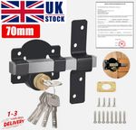 Gate Lock Garden Security Double Long Throw Bolt Rim Lock 5 Keys 70mm Both Sides