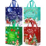 Pecehom 4Pcs Large Christmas Tote Bags,Reusable 1 count (Pack of 4), 