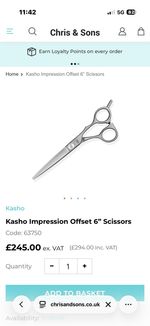 KASHO Silver Black Scissors Hair Cutting Shears 6 Hair Dressing