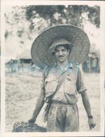 WW2 1942 15th Punjab Regt officer In bamboo Hat Punjab Park Camp Manipur India