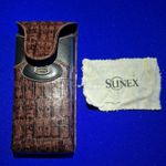 Sunex Genuine Leather Cigar Case Crocodile Pattern Holder Travel Brown 1990s