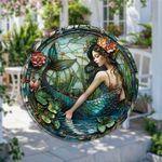 Mystic Mermaid Suncatcher Stained Glass Effect Hanging Window Garden Decor