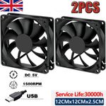 2x 120mm USB 5V Cooling Fan dual Ball Bearing PC Cooler CPU Heat Sink Silent Fan