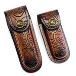 1 X Leather Folding Pocket Knife Sheath Case Embossed Knives Pouch Holster