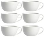 6 Large Cappuccino Cups White Porcelain Round Mug 12oz 35cl Hot Chocolate Coffee