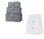 LYNEN Set of 3 Resin Wicker Woven Storage Baskets Hamper Box With Lid & Lock