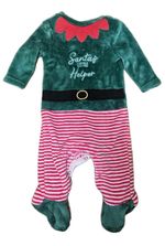 Santa’s Little Helper Christmas Baby Sleepsuit 6–9 Months Festive Elf Outfit