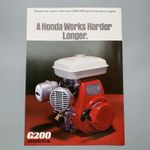 Honda G200 Engine Sales Brochure Vintage Original