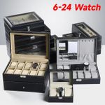 6-24 Grids Watch Display Storage Box Double Jewelry Collection Case for Gifts