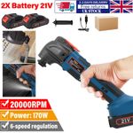 21V Oscillating Multi Tool Cordless Sander Scraper Saw 6 Speeds With 2 Batteries