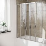 1200 x 1400mm 5 Folding Over Bath Shower Screen Collapsing Glass Door Panel