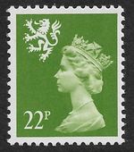 Scotland 1986 S48ea 22p Yellow Green Litho Perf 14 Type II MNH (B390)