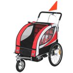 HOMCOM 2 Seat Child Bike Trailer, Baby Bicycle Trailer for 2 Kids, Red
