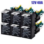 6pcs Car Audio Relay 12V 40Amp SPDT 5Pin DC With Harness Socket Set Waterproof 