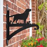 Steel Labrador Iron Hanging Basket Bracket in Black