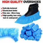 2000 Disposable Shoe Cover Blue Anti Slip Plastic Cleaning Overshoes Boot Safety