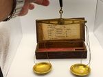 Vintage 1872 Apothecary Pocket Scale Set with Original Wooden Box & Chart
