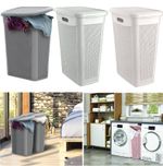 Plastic Slim Laundry Basket Clothes Washing Bin Storage Hamper Organiser 43 LTR