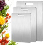 Titanium Cutting Boards 3 PCS, Double Sided 39x28cm, 34x23cm, 25x15cm, Silver
