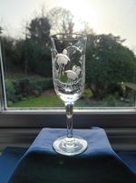 STUART CRYSTAL CASCADE DESIGN FLUTE CHAMPAGNE PROSECCO GLASS