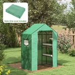 Reinforced Walk-in Greenhouse Cover Replacement with Door and Windows, Green