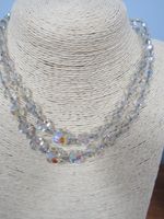 Exquisite Aurora Borealis Crystal Glass 2 Strand Choker Necklace 50s Vintage