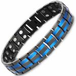 Blue and Black Magnetic Bracelet Made of Titanium | Free Gift Box & UK Delivery