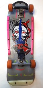 Vintage complete  SKATEBOARD American Flyer  1980s neon pink grey 30 x 10"