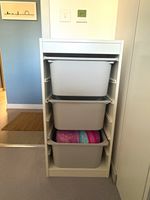 White/Grey Freestanding Storage Unit 3 Pull-Out Bins 12in H 10in L  24in W
