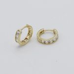 9ct Real Yellow Gold 10mm Diamond Round Hinged Earring Brand New Pairs