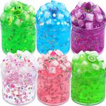 Clear Jelly Crunchy Slime Kit, 6 Packs Slime Kits for Girls, Non Sticky Slime