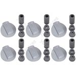 6 X New World Universal Cooker Oven Grill Hob Control Knob And Adaptors Silver
