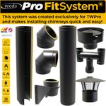 Black Twin Wall Flue Kit 6 inch Stoves 25 Year Warranty Matt Black Pipe 150mm