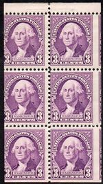 720b 3c Washington miscut booklet pane MNH