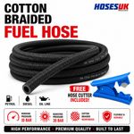 Braided Fuel Hose Nitrile Rubber Cotton Petrol Diesel Oil Line Pipe + Cutter