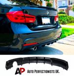 For BMW 3 Series F30 F31 Gloss Black Rear Valance Diffuser Spoiler Single Exit