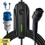 Portable EV Charger Electric Vehicle Charger (7.4 kW, Type 2, CEE Plug 32A, 6m)