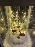 NOMA 40cm Sitting Reindeer In Snowing Lantern Christmas Tree Decoration Boxed
