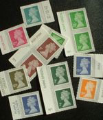 QE2 SECURITY MACHINS WITH CONTROL TABS SELVEDGE DATES COLOURS CYLINDER NOs MNH