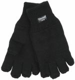 Mens Thermal Thinsulate Knitted Fleece Lined Fingerless Gloves GL131 - Black
