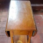 Homa Cosby Wood Drop-Leaf Tea Trolley Brown Drawer Shelf 4 Wheels 85x66x73cm