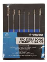 Tungsten Carbide Rotary Burrs Set 7 Piece Extra Long 6mm Shank - KDPHB096