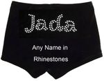 Personalised Velour Gymnastics Leotard shorts with Name in Rhinestones All Sizes