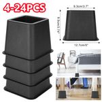 4-24x Heavy Duty Bed Chair Risers Feet Leg Lift Furniture Extra Raisers Stand