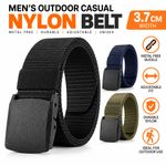 Men's Outdoor Casual Canvas Belt 3.7 CM Metal Free Training Nylon Tactical Belt