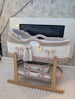 Crochet Moses Basket 3 Set + 2 mattresses 5-6 Weeks For Delivery NOT THE STAND