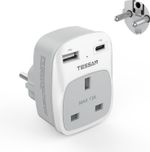 EU Travel Adapter 2 USB UK to European Plug Adaptor Type E F for Spain France