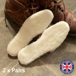 2 Pairs Genuine Lambswool Wool Fluffy Insoles Cushioned Inner Sole Shoe Liners